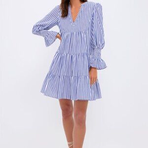 Tuckernuck Pomander Place Blue & White Striped Cotton Poplin Dress Size S